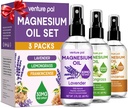 Venture Pal 3- Pack Topical Magnezu Oil Spray Set for Feet - Idealny prezent dla relaksacji, Lepszy sen, Ulga w mięśniach dla nóg i łączników, Zdrowe włosy i skóry. Szybkie wchłanianie, brak tłuszczów