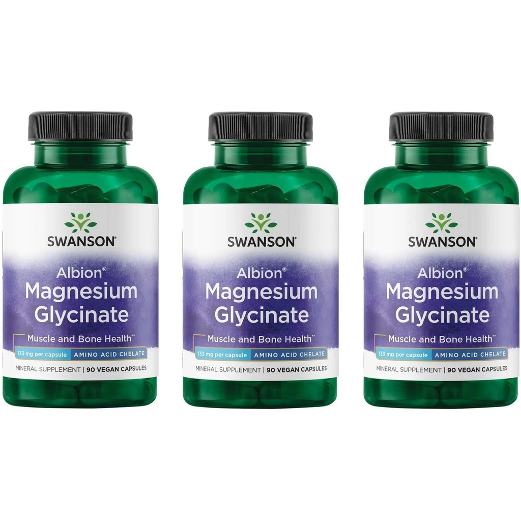 Swanson Chelated Magnez 133 Miligramy 90 Kapsułki (3 opakowania)