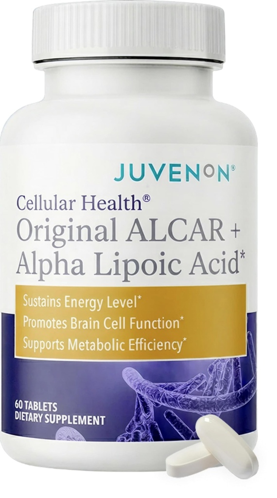 Juvenon Cellular Health Assessment 124; Serce, Suplement mózgu z Acetylem L- Karnityna i Biotin - Wspiera NAD + Funkcje, Produkcja energii, Nastrój, Rewitalizowany Metabolizm, Psychiczne Focus & Clarity (60 tabletek)
