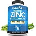 Żywotny Glukonian cynku 100mg - 120 Kapsułki: Glukonian cynku o wysokiej absorpcji Suplementy dla całego ciała - Pierwiastki niezbędne dla Wellness
