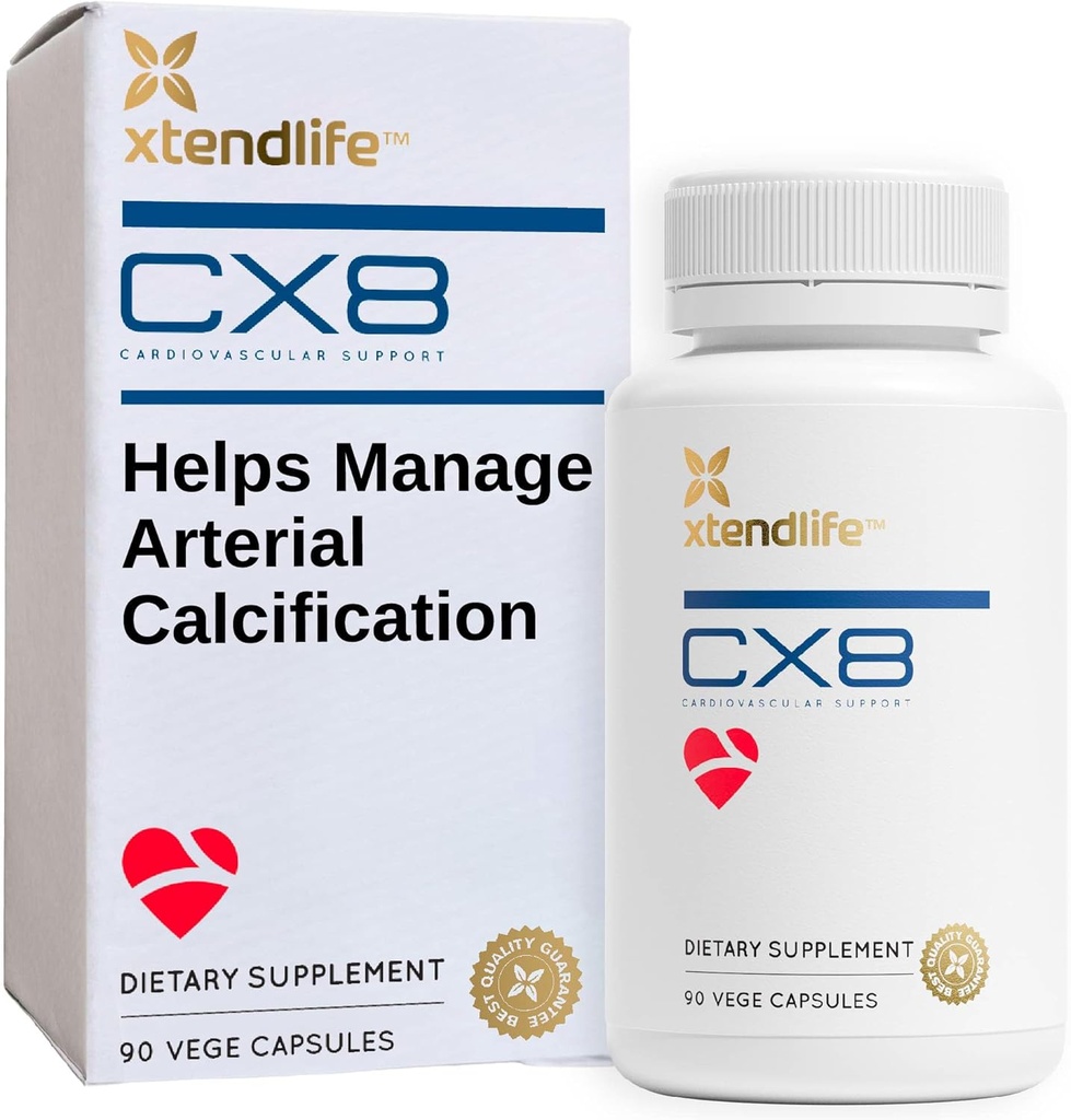 Xtendlife CX8 Heart Health Supplement for Cardival Support, Circulation, and Arterial Health - with Witamina K2 MK7, D3, Tocotrienols, and Sea Buckthorn-30 Day Supply