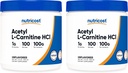 Nutricost Acetyl L- Carnitine (ALCAR) 100 GMS (2 Pack) - 100 Sług Każdy - 1000mg Na Podawanie - Czysty Acetyl L- Karnityna Proszek - Nie GMO, Gluten Free