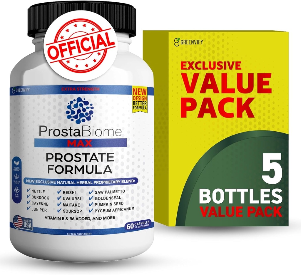 ProstaBiome Max Prostate Support Formuła, Natural Herbal Mieszanka z Saw Palmetto, 60 Kapsułki, 30- Day Supply (5)