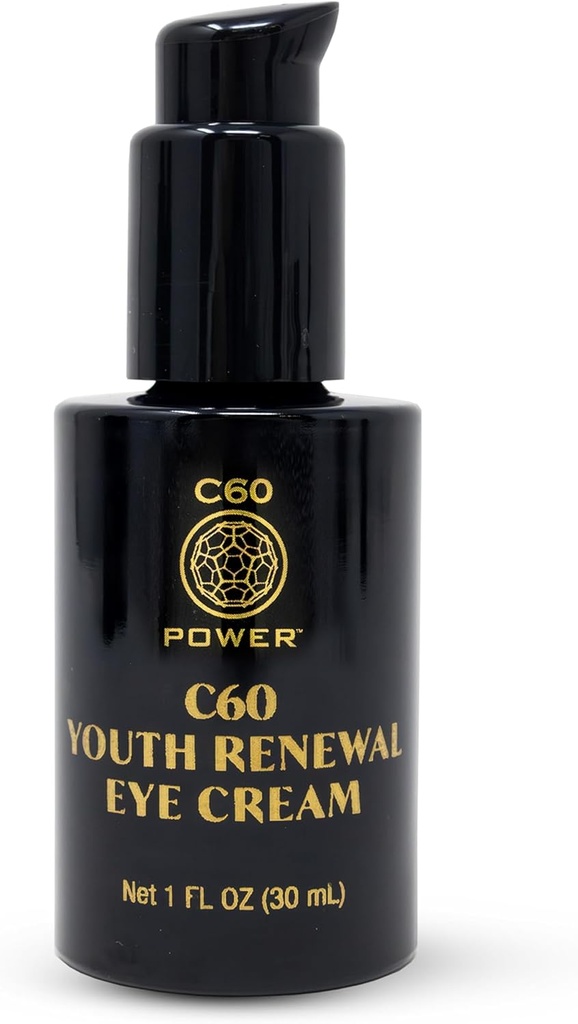 C60 Moc Młodzież Odnowienie Eye Cream - krem do oczu na zmarszczki i puffness, Anti Starzenie pielęgnacji skóry dla kobiet i mężczyzn, Z 99,99% Czysty Sublimated C60, Peptydy miedzi, & Wysokiej jakości składników - 1 fl oz