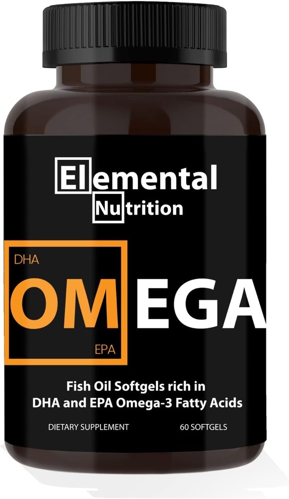 Omega-3 z olejów rybnych - 60 Softgels Value Bottle of Eicosapentaenic (EPA) & Docohexaenoic Acid (DHA) in a Black Grip Jar