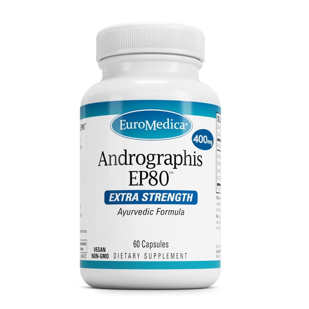 EuroMedica Andrographis EP80 - Supplement for Brain Health & Immune Support - Joint Health Support Supplement to Aid Mobility - Vegan Adaptogen Supplement for Energy & Liver Support - 60 Capsules