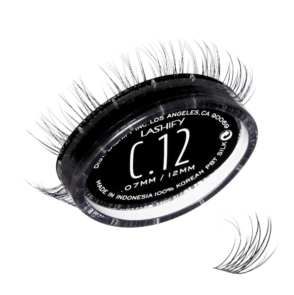 Lashify Curl 12mm Gossamer DIY Eyelash Rozszerzenia Refill, czarny, łatwe fałszywe rzęsy dla naturalnego wyglądu