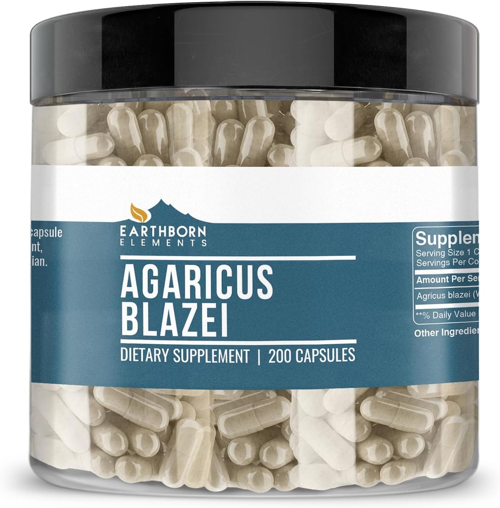 Earthborn Elements Agaricus Blazei 200 Kapsułki, Czyste i nierozcieńczone, Brak dodatków