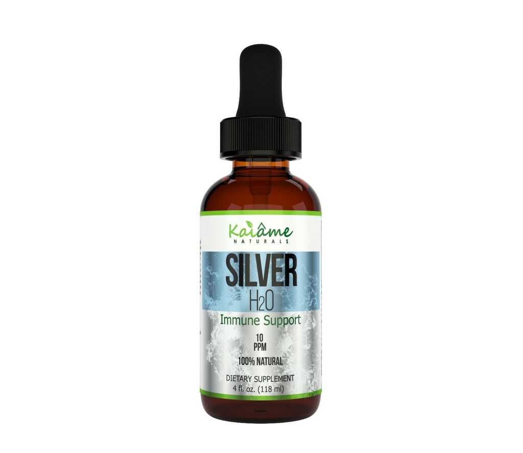 Kaiame Naturals Colloidal Silver, Ionic Silver Solution, 10 PPM, Duży 4 oz kroplomierzem w szklanej butelce, Naturalny suplement immunologiczny, Sejf dla dorosłych, Dzieci i zwierzęta domowe