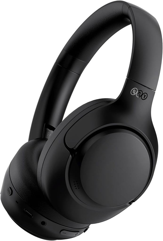 QCY H3 ANC słuchawki Bluetooth ponad ucha, Aktywny hałas Anulowanie Bluetooth 5.4 Słuchawki z mikrofonami, Hi- Res Audio Sound, Multipoint Connection, 60H Playback, Custom EQ poprzez aplikację (Black)