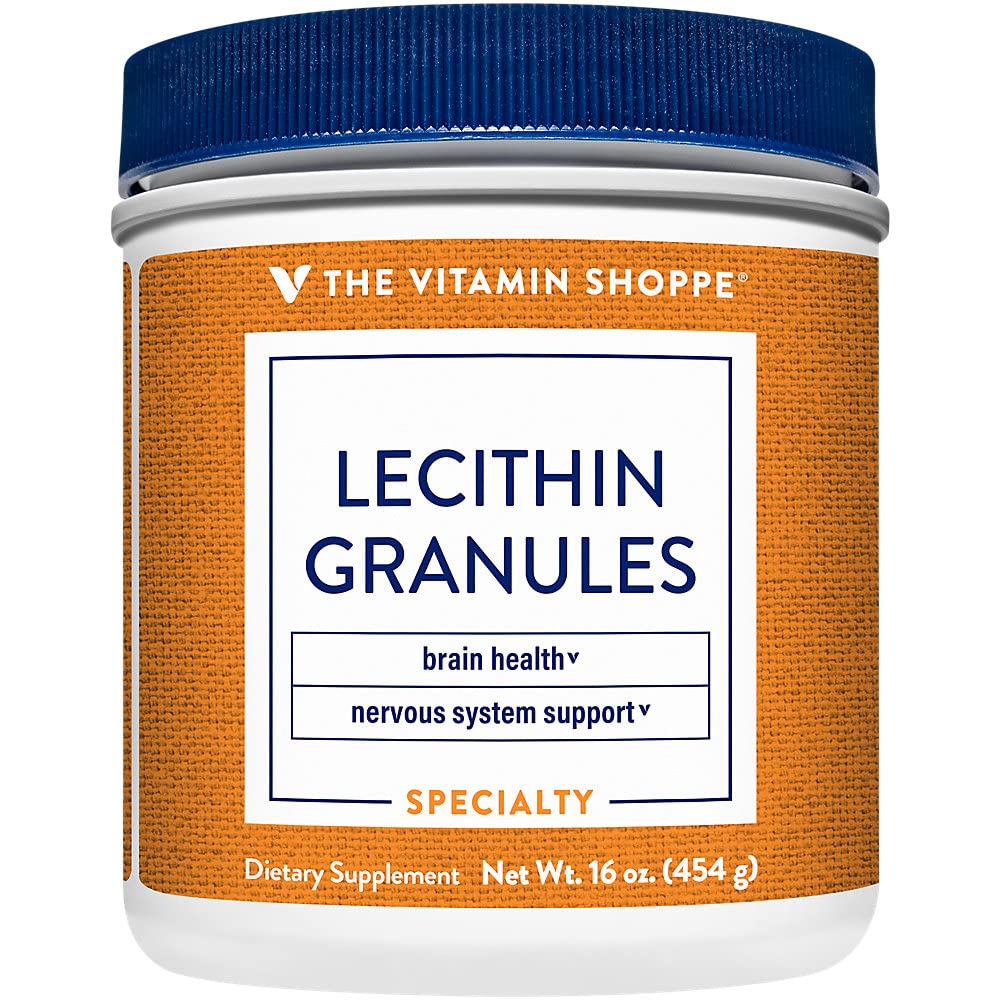 Witamina Shoppe Lecithin Granules - Naturalne połączenie podstawowych kwasów tłuszczowych w celu wsparcia funkcji mózgu i nerwów, 100% Soy Based, Raz dziennie (16 Ounces Proszek)