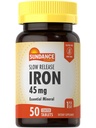 Sundance Iron 45mg Slow Release Pills | 50 Tablets | Essential Mineral Supplement | Vegetarian, Non-GMO, and Gluten Free Formula