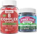 2 Pakiet Metylowanej Witaminy B Complex + 1 Pack Sugar Free 10g Prebiotic Fiber Supplement, Gumie dla dorosłych