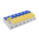 EZY DASE Cotygodniowy (7- Day) AM / PM Pill Organizator, Codzienne pojemnik witaminy i Pudełko na leki, Duże Komory Pop- Out, Zaprojektowany do podróży, 2 razy dziennie, niebieski i żółty lidów