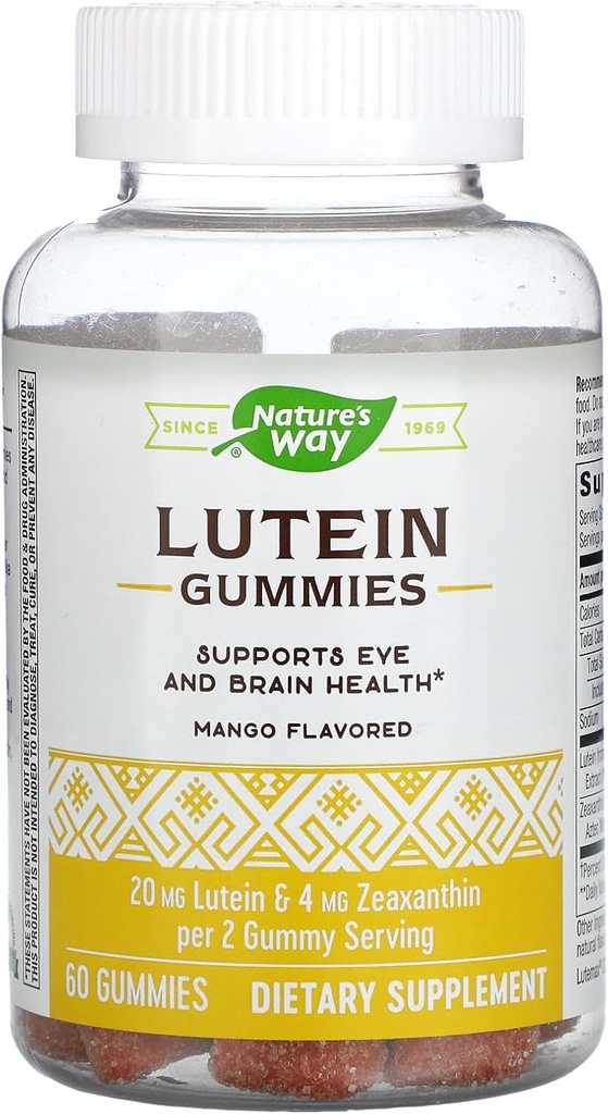 Nature 's Way Lutein Gummies z zeaksantyny, Eye Health and Brain Function Supplement *, Mango Flavored, 60 Count