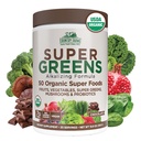 Krajowy Farmy Organiczne Super Zielony Smak Czekoladowy, 50 Organic Super Foods, USDA Organic Drink Mix, Pakowane z włóknem, Owoce, Warzywa, Grzyby i Probiotyki, Supports Energy, 7g Fiber