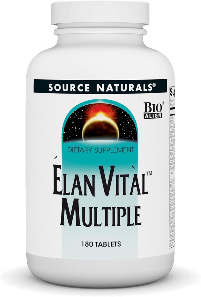 Źródło Naturals Elan Vital Multiple - Wspiera Mózg, Serce, Wątroba, Immune, Energy Boost - 180 Tabletki
