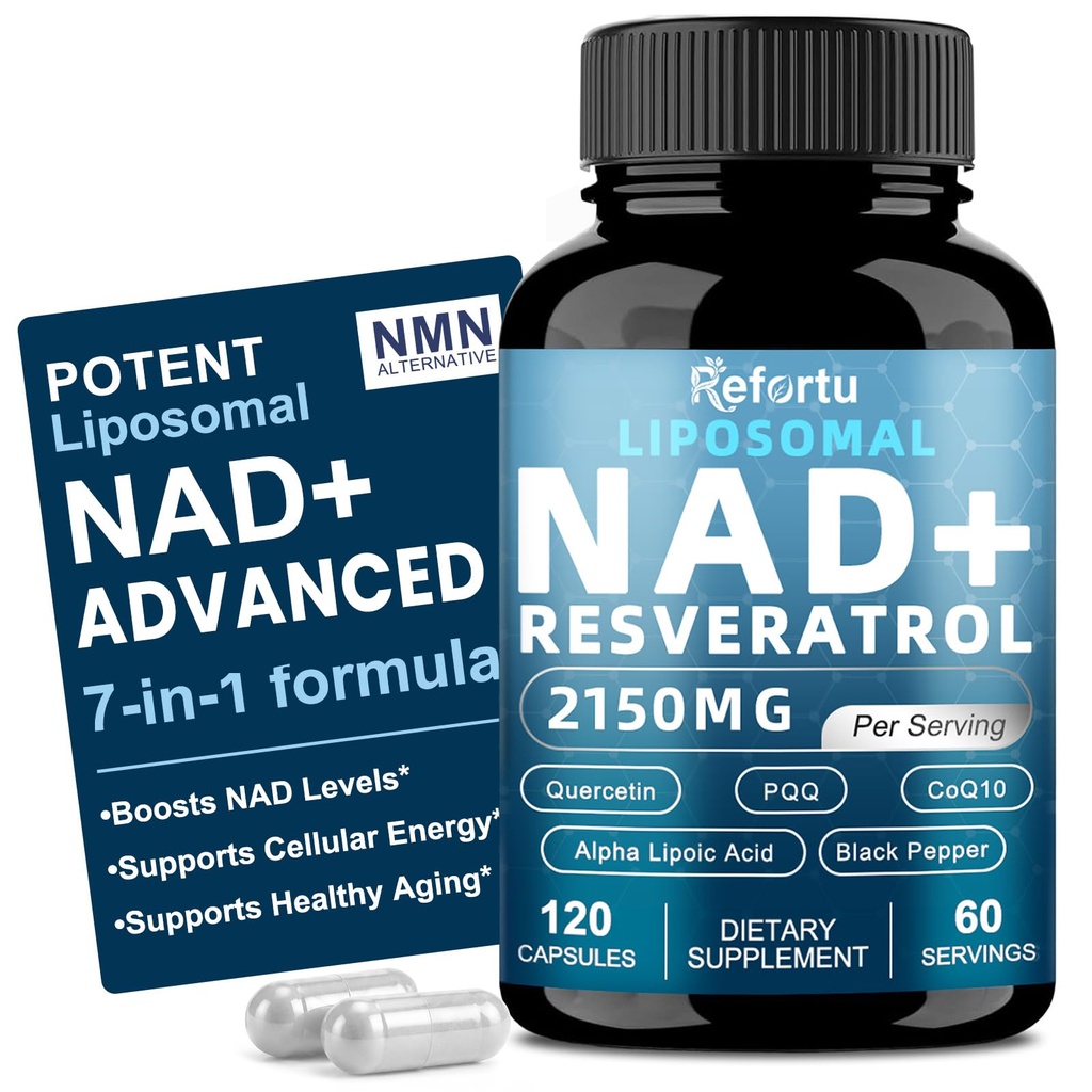 Liposomal NAD Supplement 2150mg with Resveratrol, 120 Vegan Capsules