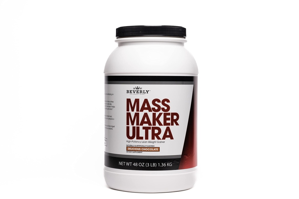 Beverly International Mass Maker Ultra Czekolada, 14 Służenie, 3lb. Build Lean Mass Like a Pro. Mleko Protein Isolate, Serwatka Protein Isolate + Egg. MCT Oil. Czyste węglowodany, Wielki smak