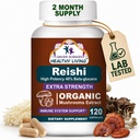 CANCER SCIENCES Reishi Wellness Mushroom Supplement Kapsułki, USDA Certified Organic Mushrooms Extract, Dodatkowa moc 1500 mg, Wysoka moc 40% Beta- Glukany, Immune Support, Anti-aging, 120 Kapsułki