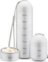 Zannaki Metal Moisture Proof Weekly Pill Organizator, Stackable Aluminium Alloy BPA Free Travel Turystyka 7 dni Pill Box Case Wodoodporny i duży komplet do przechowywania tabletek, Witaminy, Olej rybny, Suplementy
