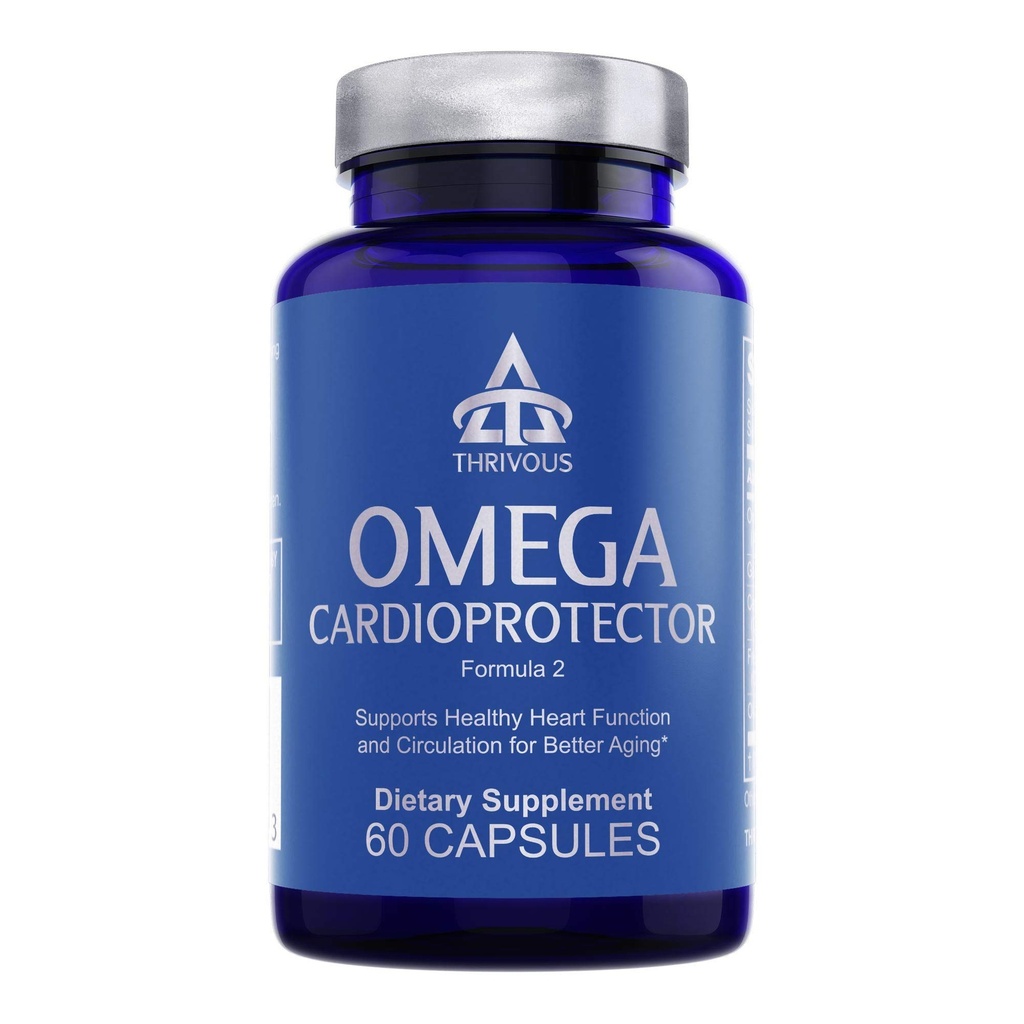 Thrivous Omega Cardioprotector - Advanced Heart & Circulation Supplement with AvailaOm Omega-3, Garlic, Gotu Kola, Oligopin Pine Bark - 60 Kapsułek wegetariańskich