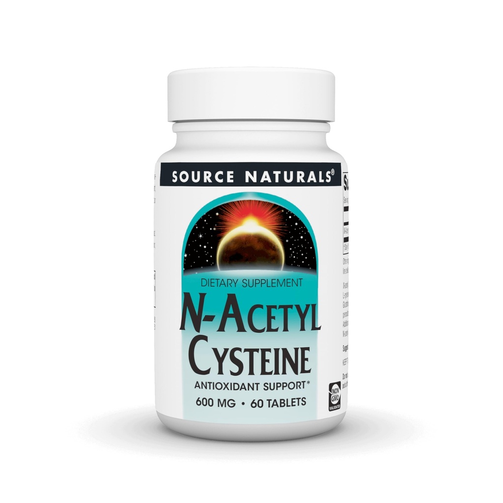 Źródło Naturals N- Acetyl Cysteina Przeciwutleniacz Wsparcie 600 mg Suplement diety, który wspiera zdrowie układu oddechowego * - 60 Tabletki
