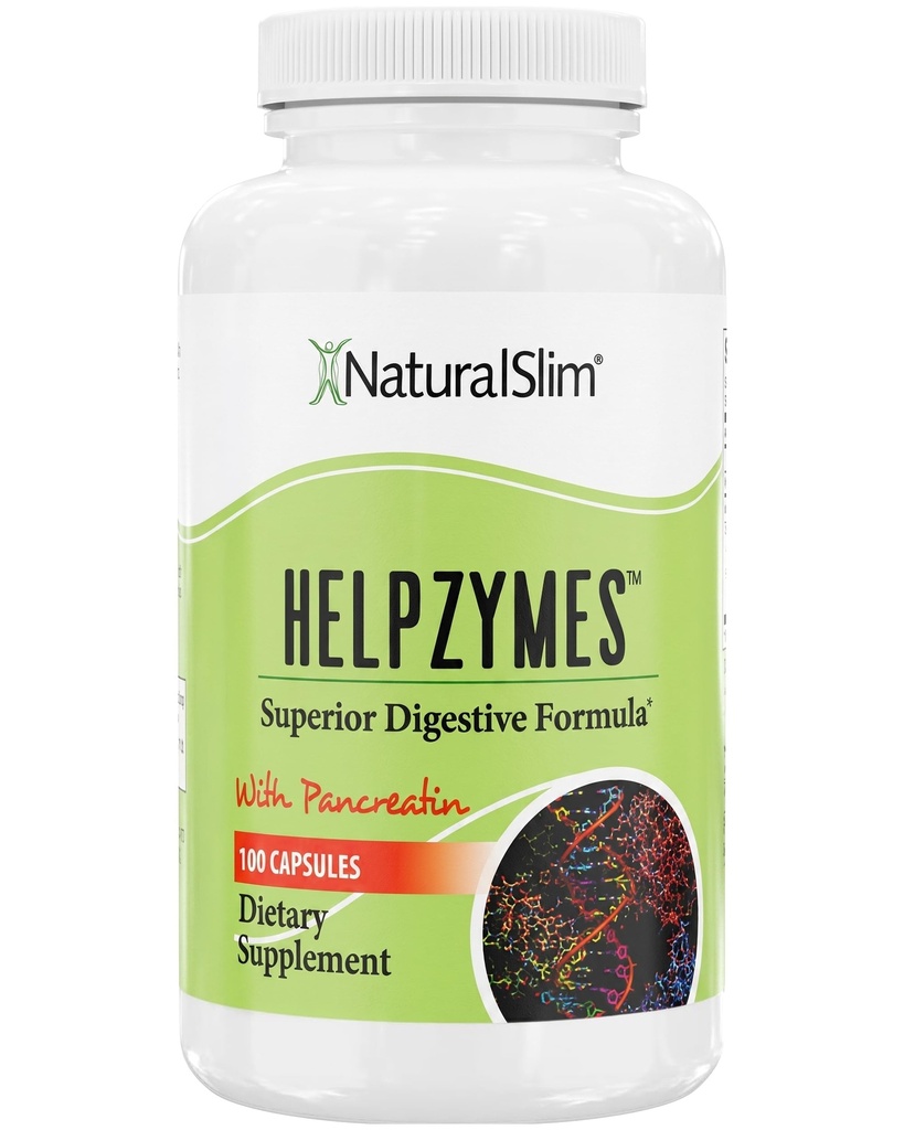 NaturalSlim Digestive Enzymes for Women & Men - Helpzymes Essential Enzymes for Trawienie, Gut Health, Gas Bloating Relief with Bromelain, Ox Bile, Pancreatin. & Betaine HCL - 100 kapsułek Solo