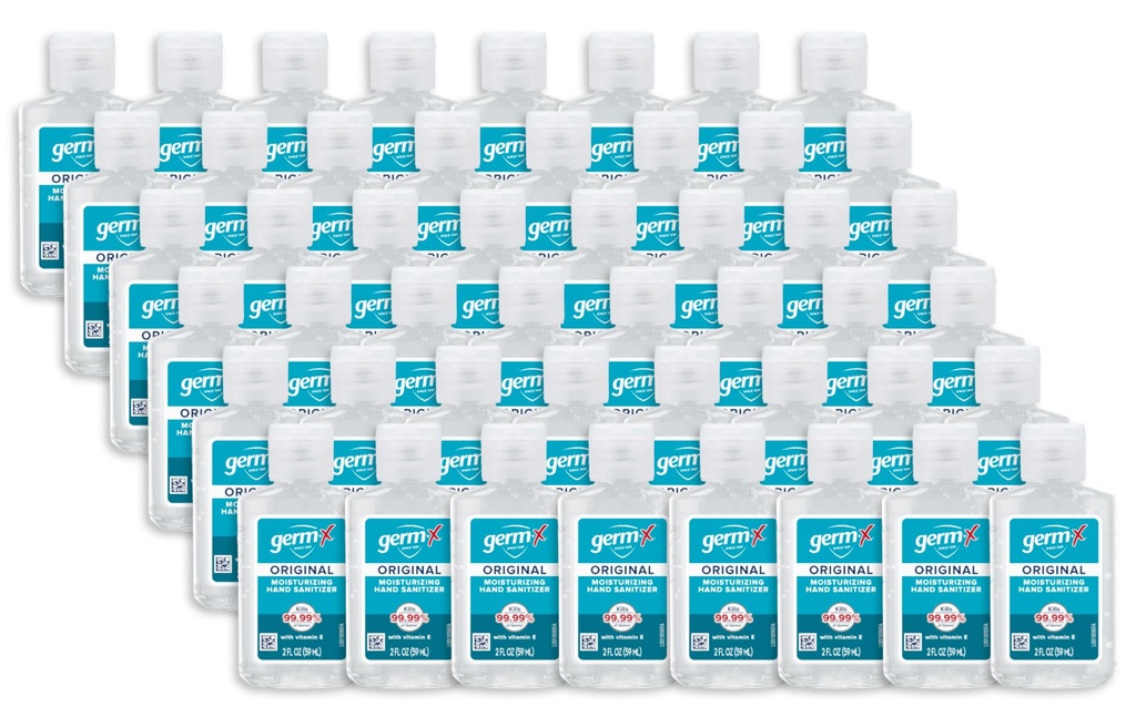 Germ-X Original Hand Sanitizer, Non-Drying Moisturizing Gel with Vitamin E, Instant and No Rinse Formula, Bulk Mini Travel Size for On-The-Go, 2 Fl Oz (Pack of 48)