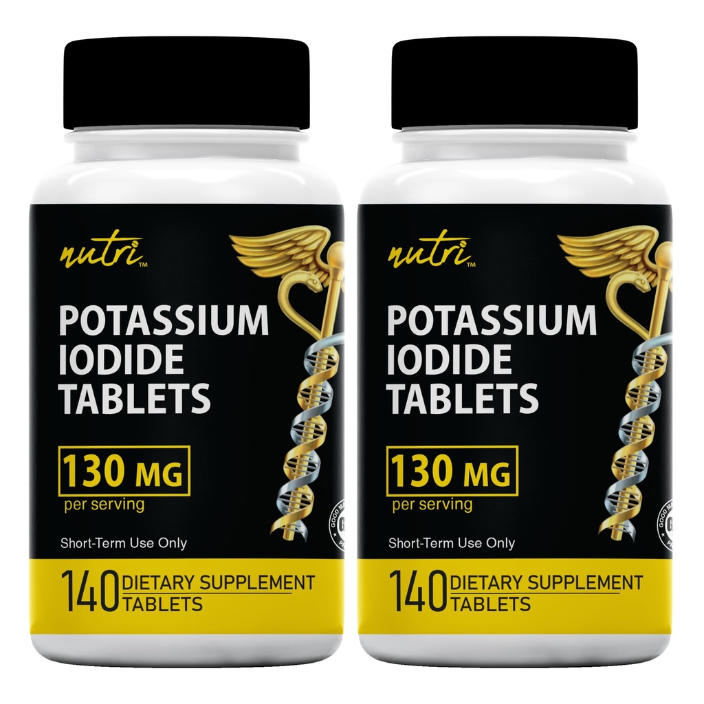 Tabletki zawierające jodek potasu (opakowanie po 2) 130 mg - 280 tabletek Termin ważności 10 / 2032 - Yodo Naciente - KI Pills - Yoduro de Potasio - suplementy Nutri