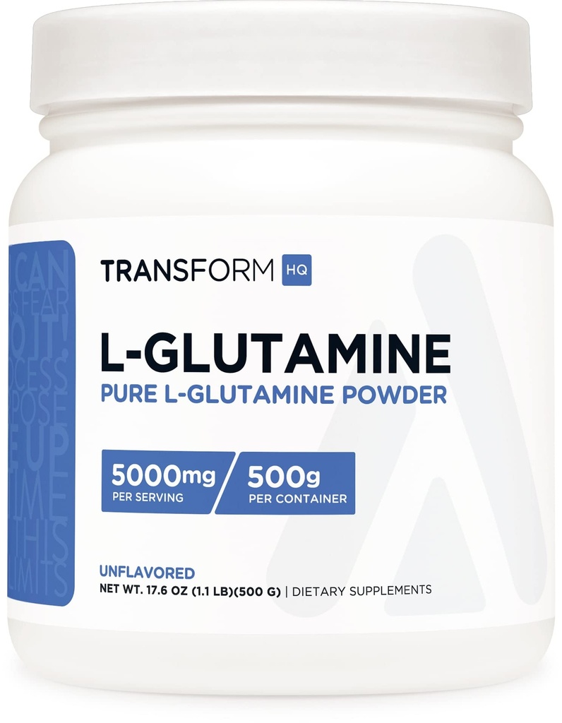 TransformHQ L- glutaminy proszek, 500G, 100 Służenie - Gluten Free, Non-GMO