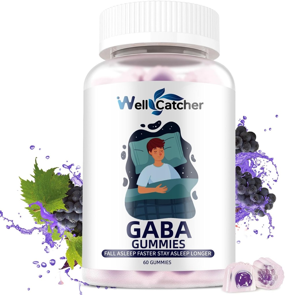 GABA suplement Gummies 500mg: Gummeje GABA L- theanine suplement dla dorosłych Dzieci nie melatoniny Sleep Aid Calm Mind z 5- HTP dla Stress Relief Zzz Better Sugar Free Grape Flavor 60CT