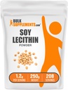 BulkSupplements.com Proszek sojowy Lecithin - Suplement lecytyny, Suplement odżywczy, Klasa żywności - Bez glutenu, 1,2g na jedną porcję, 250g (8,8 oz) (opakowanie po 1)