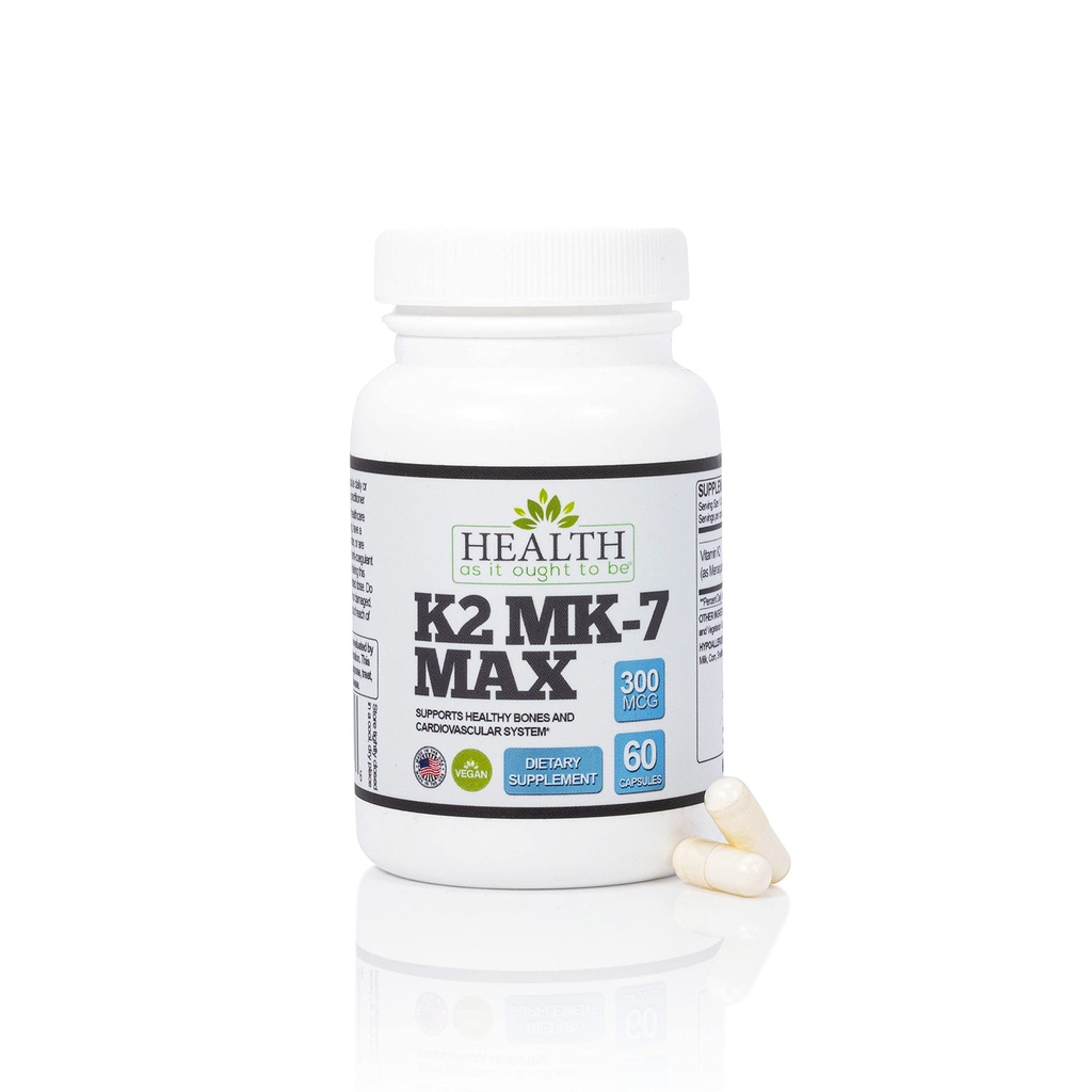 Zdrowie Jak to powinno być witamina K2 MK7 MAX Dodatkowa siła 300mcg Suplement Biologiczny 124; Soy Free, Proven Biodostępność & Bezpieczeństwo 124; 60 Kapsułki