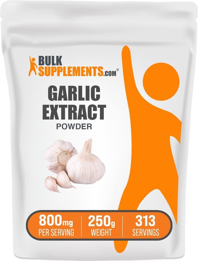 BulkSupplements.com Garlic Extract Powder - Suplement czosnkowy, Suplement ziołowy, Allium Sativum - Herbal & Gluten Free, 800mg per Serving, 250g (8.8 oz) (opakowanie po 1)