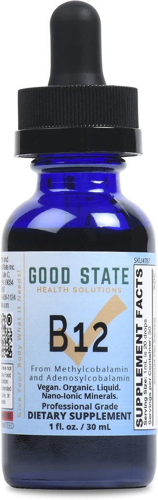 Good State Ionic B12, Men and Women 's Liquid Nano Ionic Dietetic Supplement, 1 Butelka z owocami