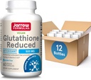Jarrow Phillips Glutathione Zmniejszona 500mg- 60 Veggie Capsules- Intracellar Antioksydant- Quality Glutathione Supplement- Wspiera Recykling Witamin C & E- Non- GMO- Gluten Free- Wegan, Opakowanie 12