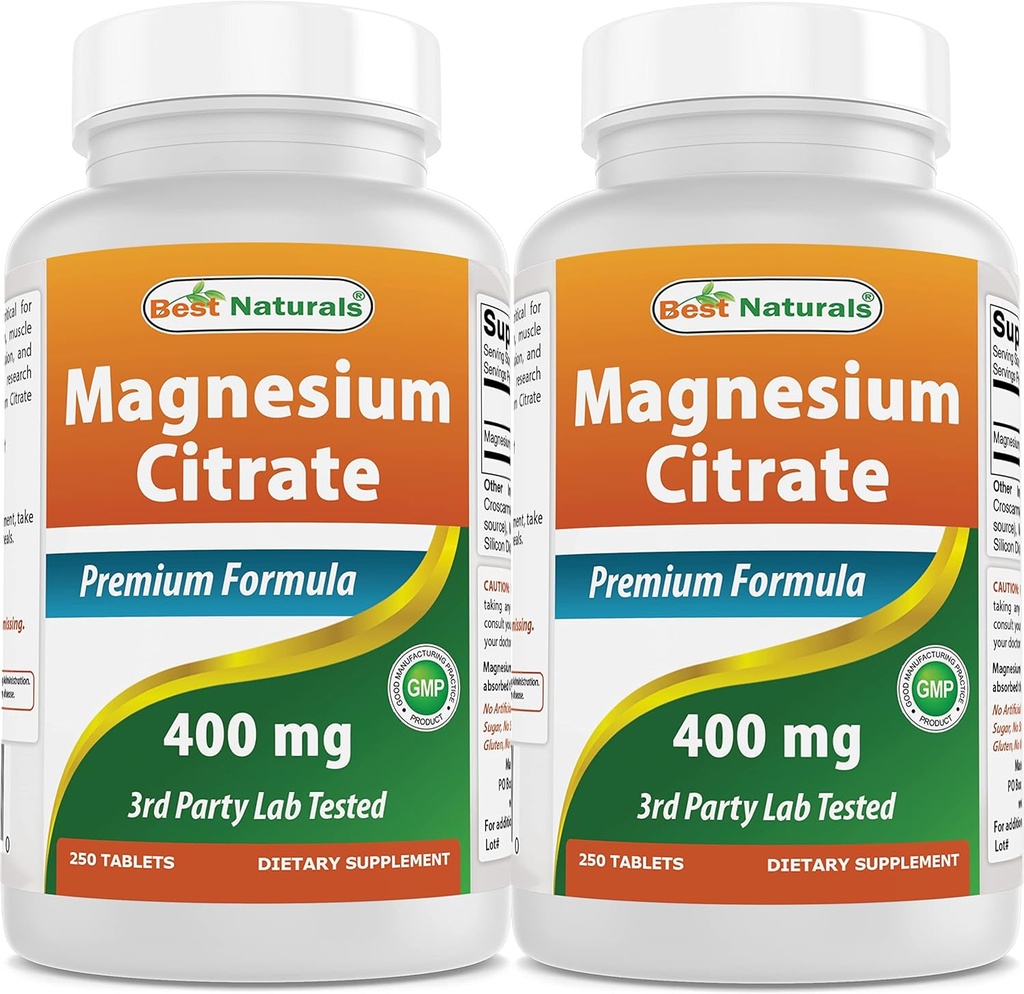 Najlepsi naturale Magnezu Citrate (Citrato de Magnesio) 400mg 250 tabletek (400 mg magnezu pierwiastkowego na 2 tabletki) (2)