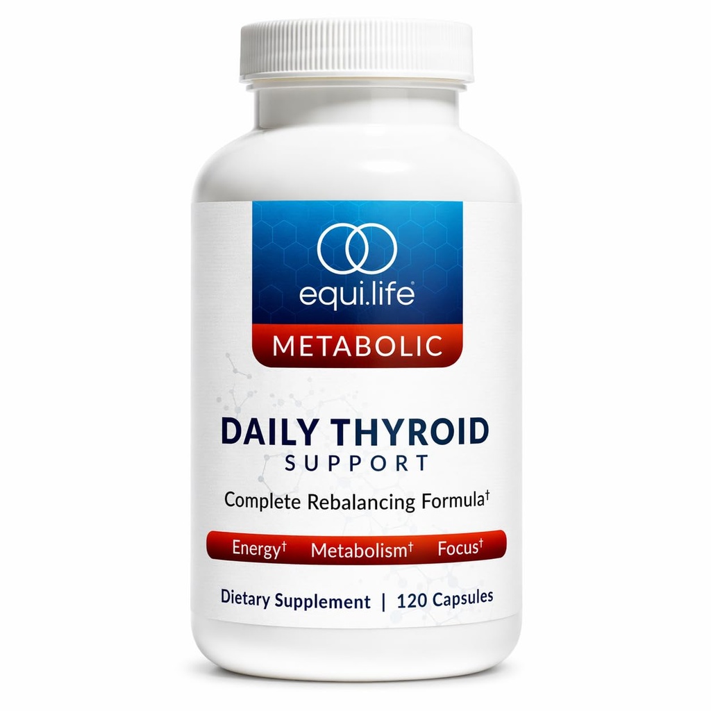 Equilife Thyroid Support, Witaminy i Minerały Suplement z Witaminą C, Cynk, Witamina E, Jod i Selenium, Adaptogens & Amino Acids Formuła, Ogólne Wellness Support, Gluten Free, 120 Kapsułki