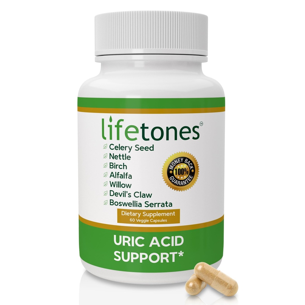 Lifetones Acid Support - Herbal Joint Cleanse for Men and Women - Natural Remedy, Elastyczność Boost - Non-GMO, Gluten- Free - 60 Vegan Vitamin