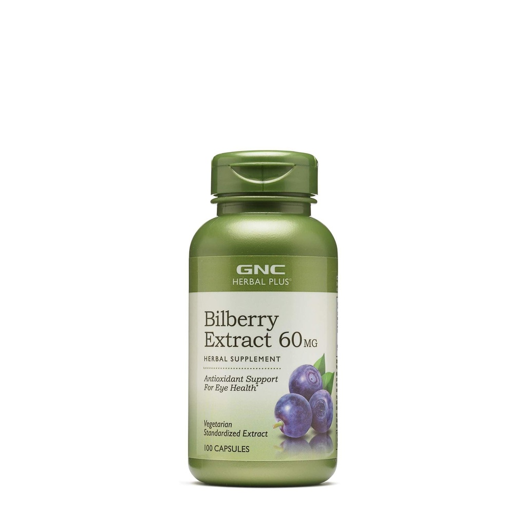 GNC Herbal Plus Wyciąg z borówki Suplement, Wegetarianin, Wspiera oko i zdrowie, 100 Służenie