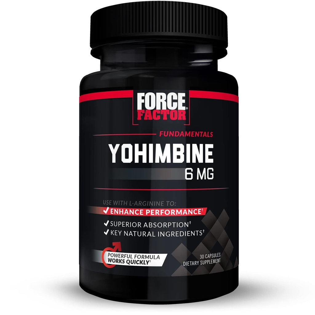 Force Factor Yohimbine Suplement dla mężczyzn, Yohimbe Bark Extract z Superior Absorption to Enhance Performance, 6 mg Yohimbine Bark Pigułki z kluczowych naturalnych składników, działa szybko, 30 Kapsułki