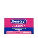 Benadryl Ultratabs Alergia Medicine, 25 mg Difenhydramine HCl Antihistamine Tablets For Cold & Allergy Relief of Symples Like Sneezing, Runny Nose, Itchy Eyes & Throat, Hay Fever, 100 Count Tablets