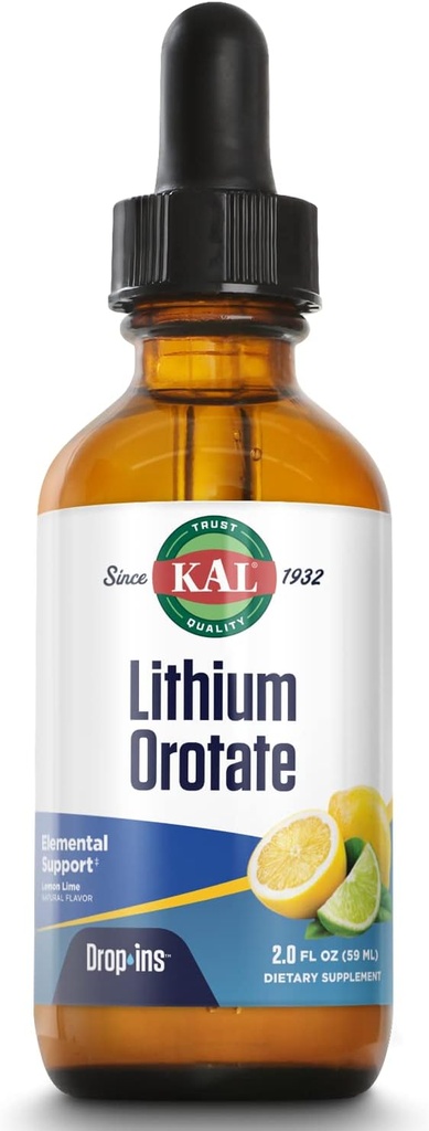 KAL Lit Orot Dropins, Chelated Biods 124; Mood & Relaxation Support Biods 124; Natural Lemon Lime Flavor 124; 2oz, approx. 60 Serv.