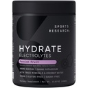 Sports Research ® Hydrate Electrolytes Powder - Bezcukrowy & Naturalny aromat z witamin, minerałów i wody kokosowej - Wspiera nawadnianie - Passion Fruit - 90 Służenia