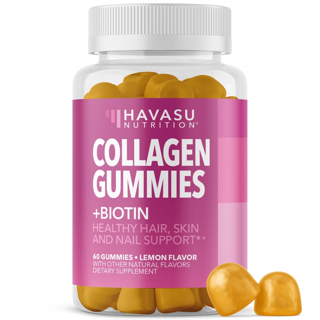 Kolagen Gummie dla kobiet i mężczyzn z 2500mcg Biotin, Cynk, Witamina C & E - Zhydrolizowane Gummie Kolagenowe do włosów, skóry i paznokci Wsparcie - Biotin i Gummie Kolagenowe - Lemon Flavor - 30 Służenie