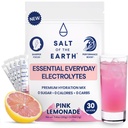 Sól Ziemi Premium Zero- Sugar Electrolyte - Wykonane z Pink Himalayan Sól - Proszek do nawodnienia Pakiety 124; Składniki Premium 124; Keto & Paleo Przyjazny 124; 30 Sticks, Pink Lemoniada