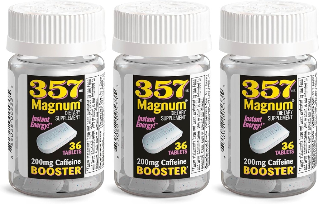 357 Magnum - Tabletki energetyczne z kofeiną - 36 kapsułek - 3 opakowania