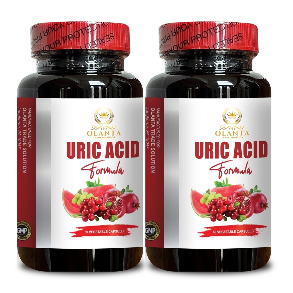 URIC Acid Complex - Urinary Tract Support, Advanced Herbal Formula, Digestive Support, Joint Support Supplement - 2 Bottles 120 Capsule