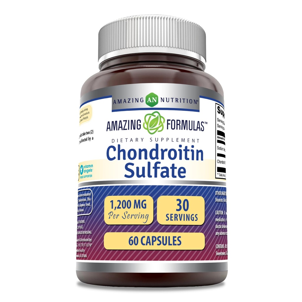Niesamowite preparaty Chondroitin siarczan 1200 mg Per Serving Supplement Agregat 124; Kapsułki Agregat 124; Non-GMO Agregat 124; Gluten Free Agregate 124; Made in USA (1 Pack, 60 Count)